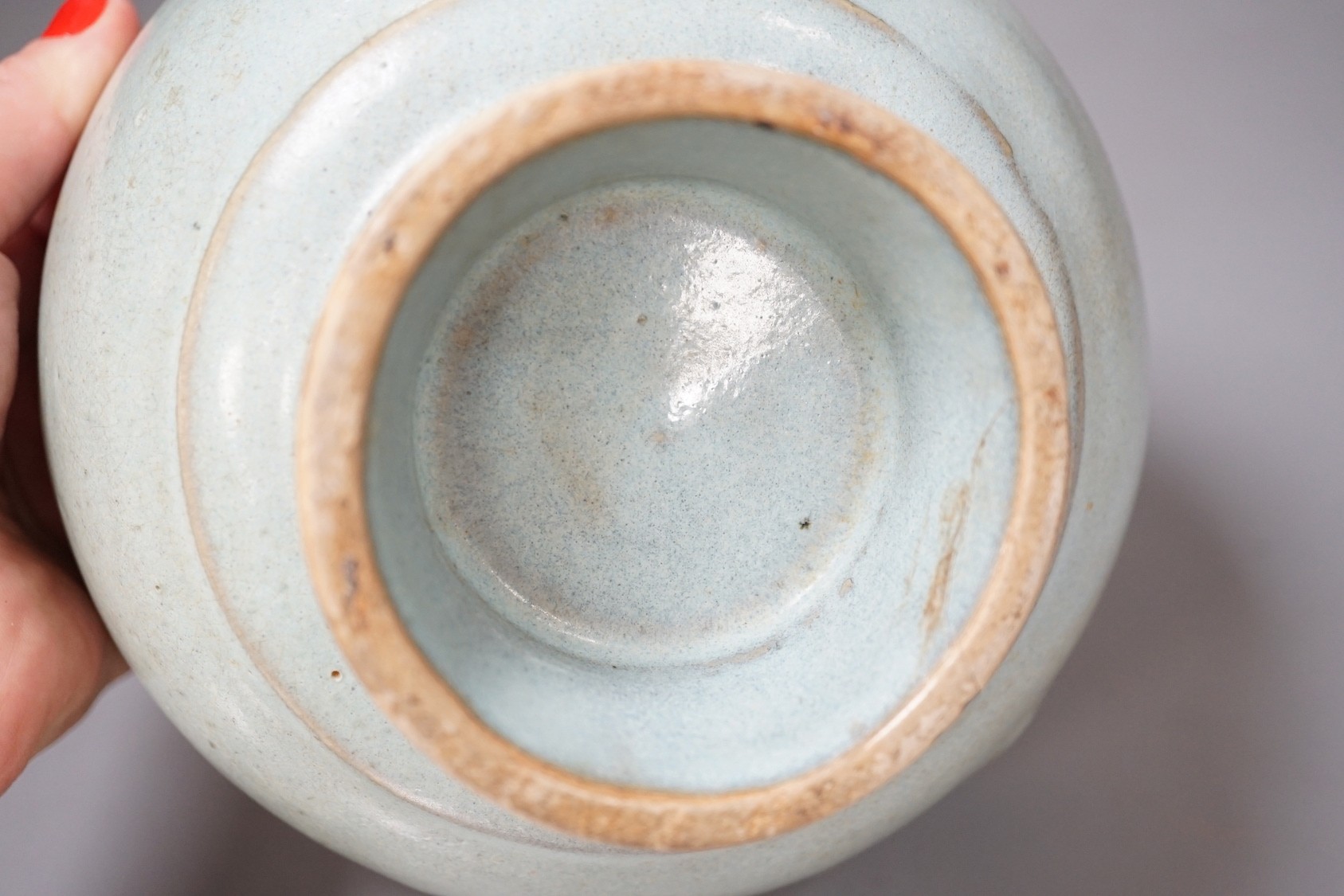 A Chinese blue Jun type bowl - 10cm tall